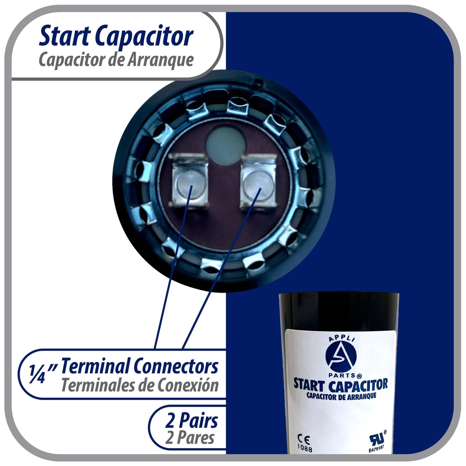 Appli Parts CON-230-250 Motor Start Capacitor 233-280 MFD uF, 250 VAC. Universal