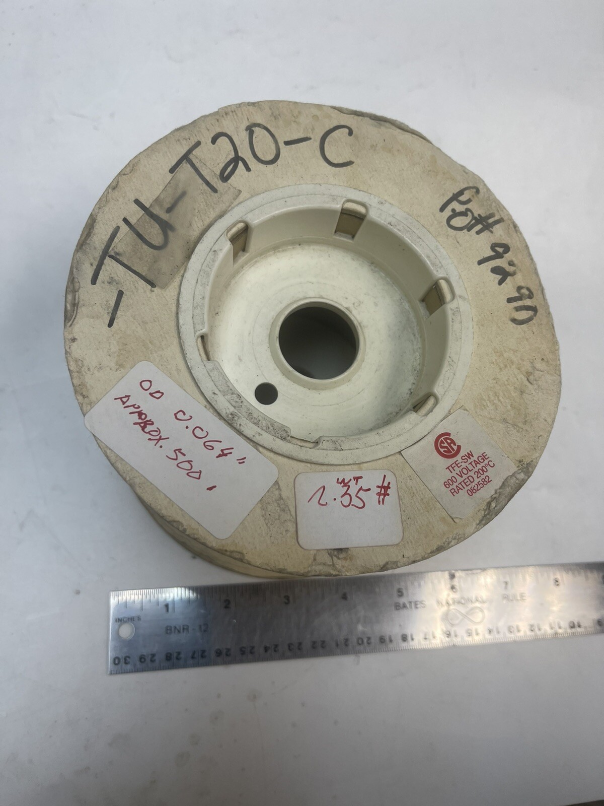 TFE Tubing TFE-SW 600V 200 DEG C 500FT APPROXIMATE 2.35LB SPOOL 0.064″ O.D.