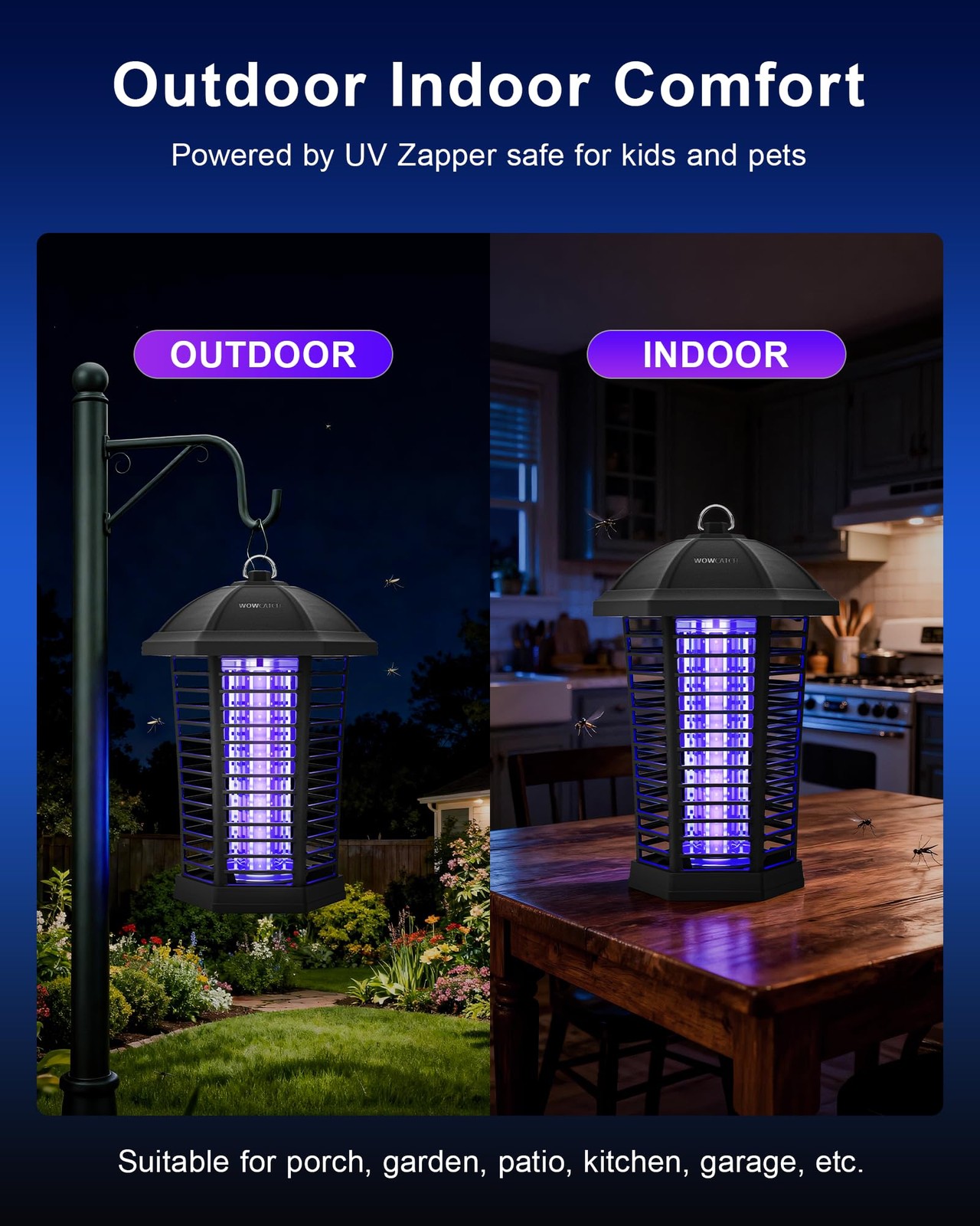 Wowcatch Upgraded Led Bug Zapper Outdoor Indoor Up To 50000 Hours Lifespan No