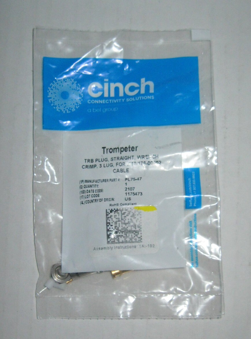 Cinch Connectivity Solutions Trompeter PL75-47 TRB Plug Straight Wrench Crimp