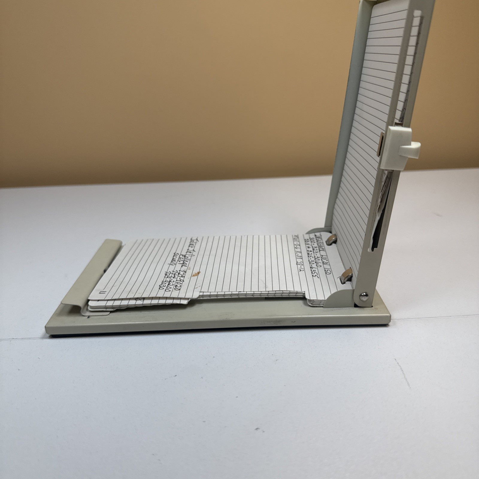 Vintage Rolodex Autodex Metal Telephone Address Book Pop-up Flip Top – Almond