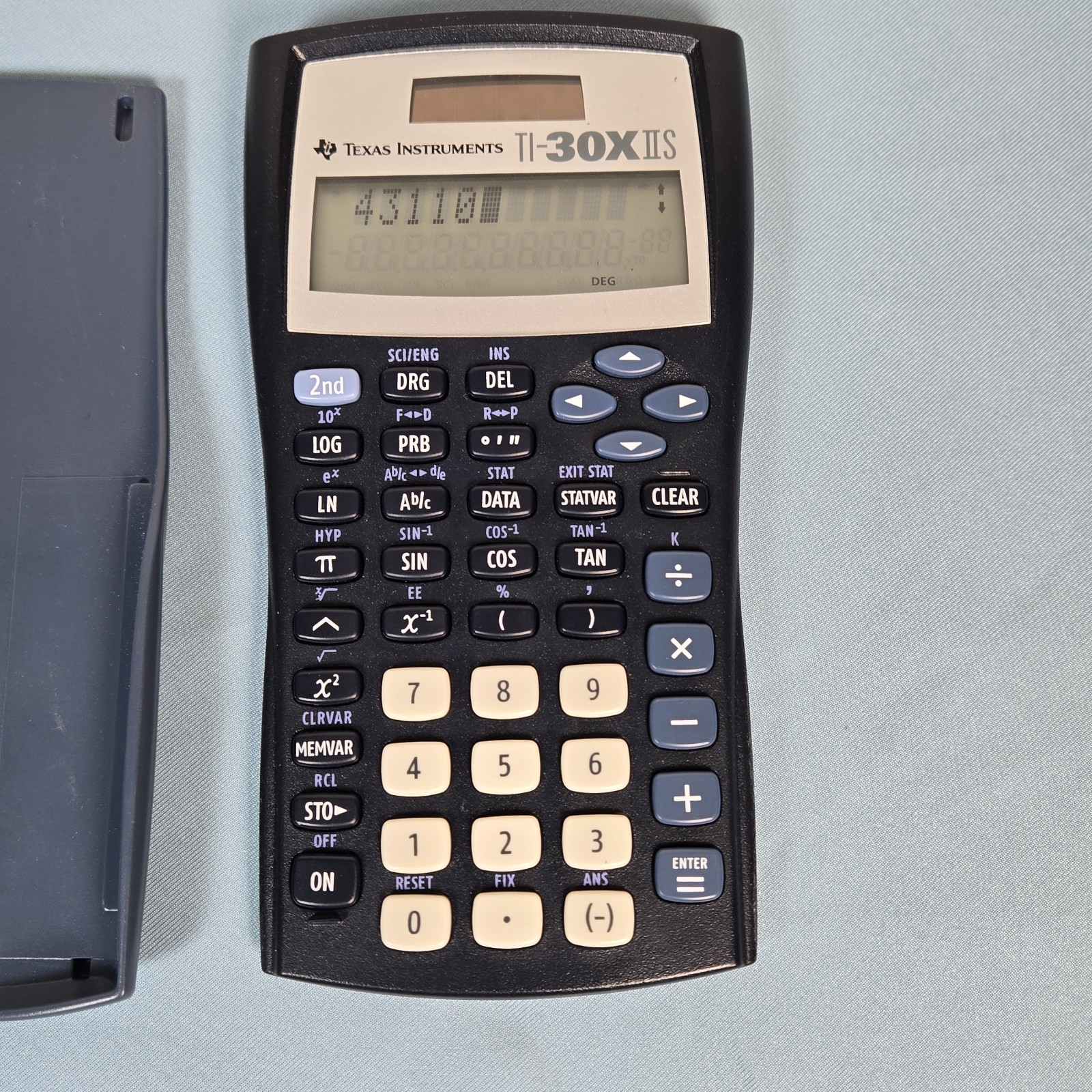 Texas Instrument TI-30X II S Calculator Tested Works Black w/ Blue cover Math