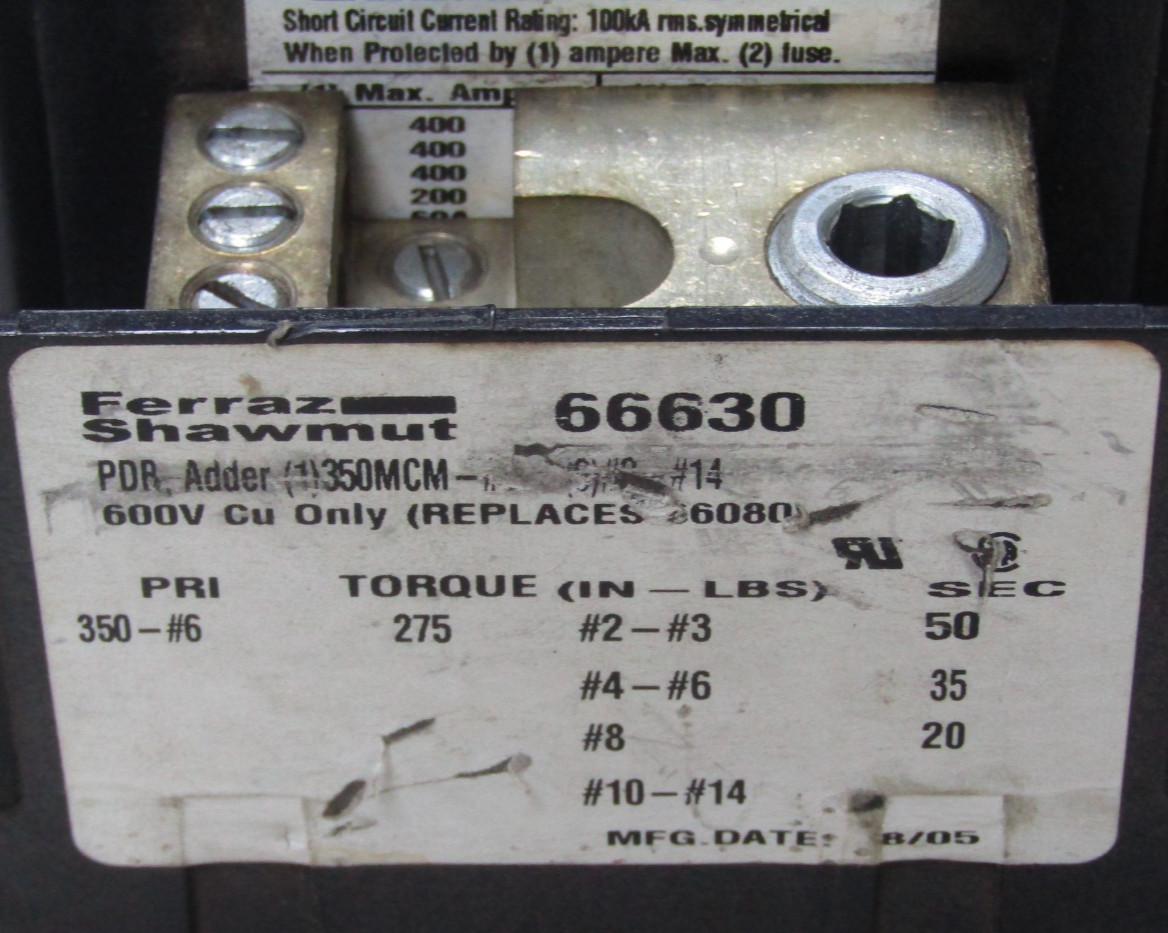 🙌 FERRAZ SHAWMUT 600 VAC POWER DISTRIBUTION BLOCK 2 POLE 66630 & 66631