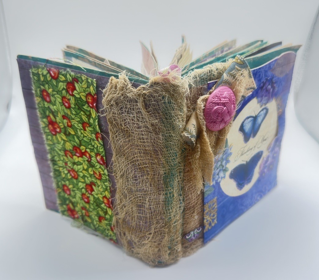 Hand Made Junk Journal 6×5 Thinking Of You Themed Medium Is Brown Paper Bags