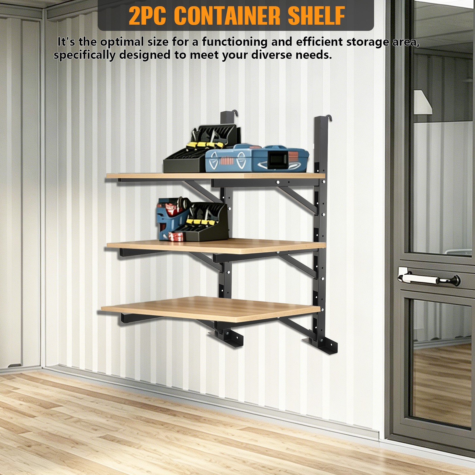 2 PCS Shipping Container Shelving Brackets for Trailer Container Garage Basement