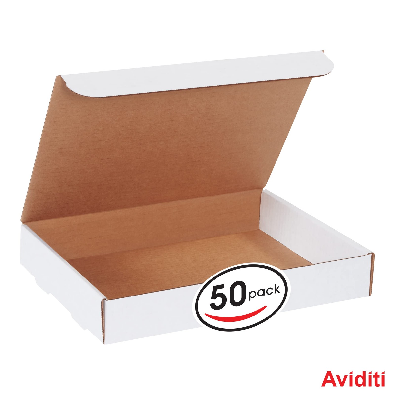 White Literature Mailing Boxes, 12-1/8 x 9-1/4 x 2 Inches, Pack of 50, Crush-Pro
