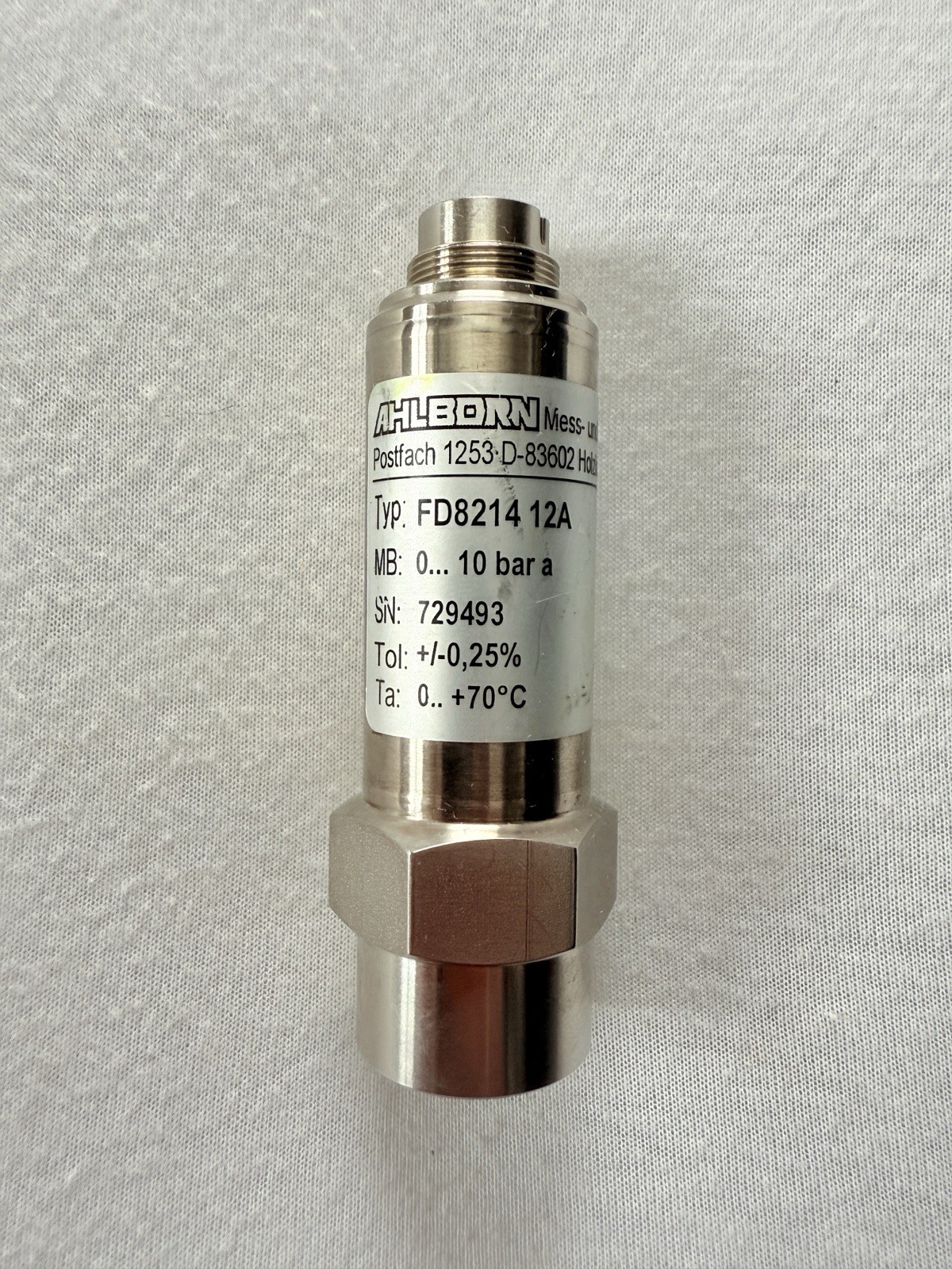 Ahlborn ALMEMO FD8214 12A Pressure Sensor 0-10 Bar 0-2V ~ 5 Pin