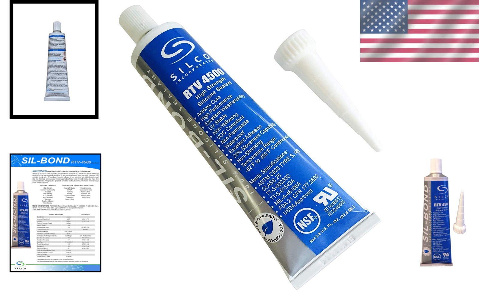High Temperature Food Safe RTV Silicone Sealant, Clear 2.8oz | NSF Certified