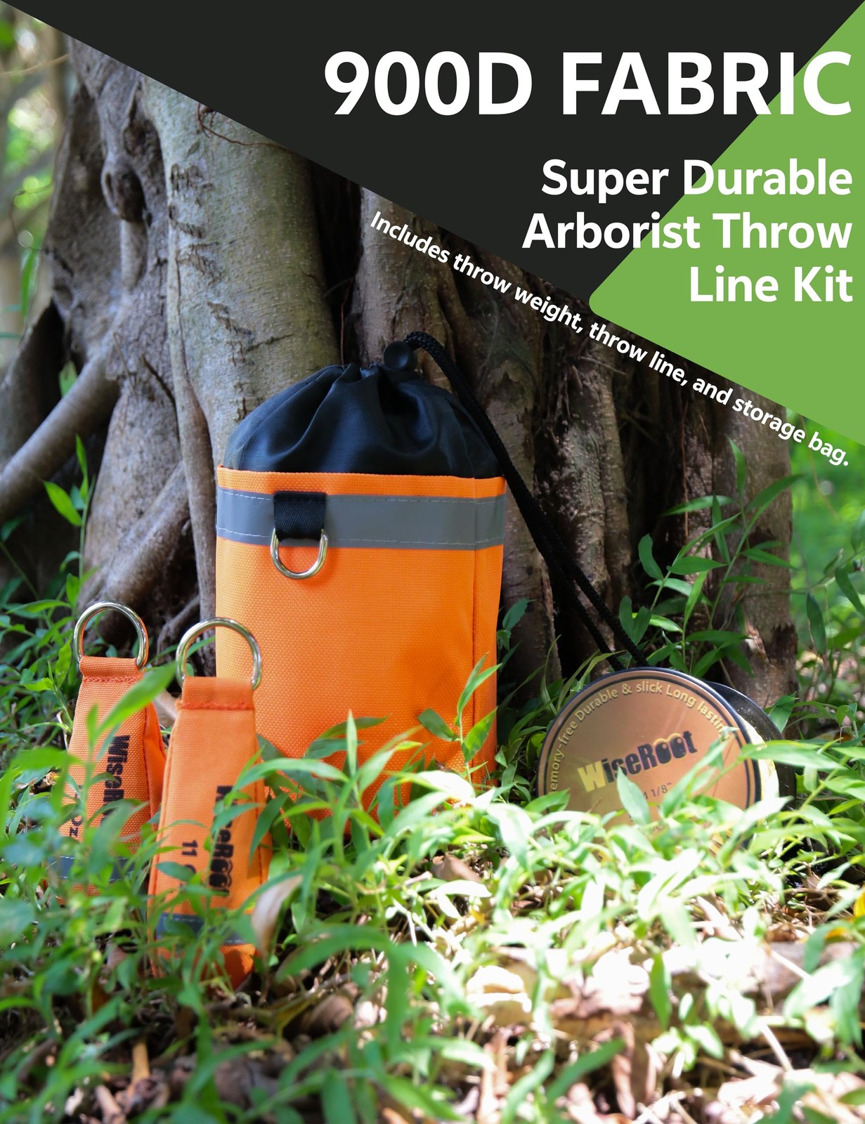 Arborist Throw Line Kit: Ultra Slick Throw Rope & 11/15Oz 900D Throw Weight with