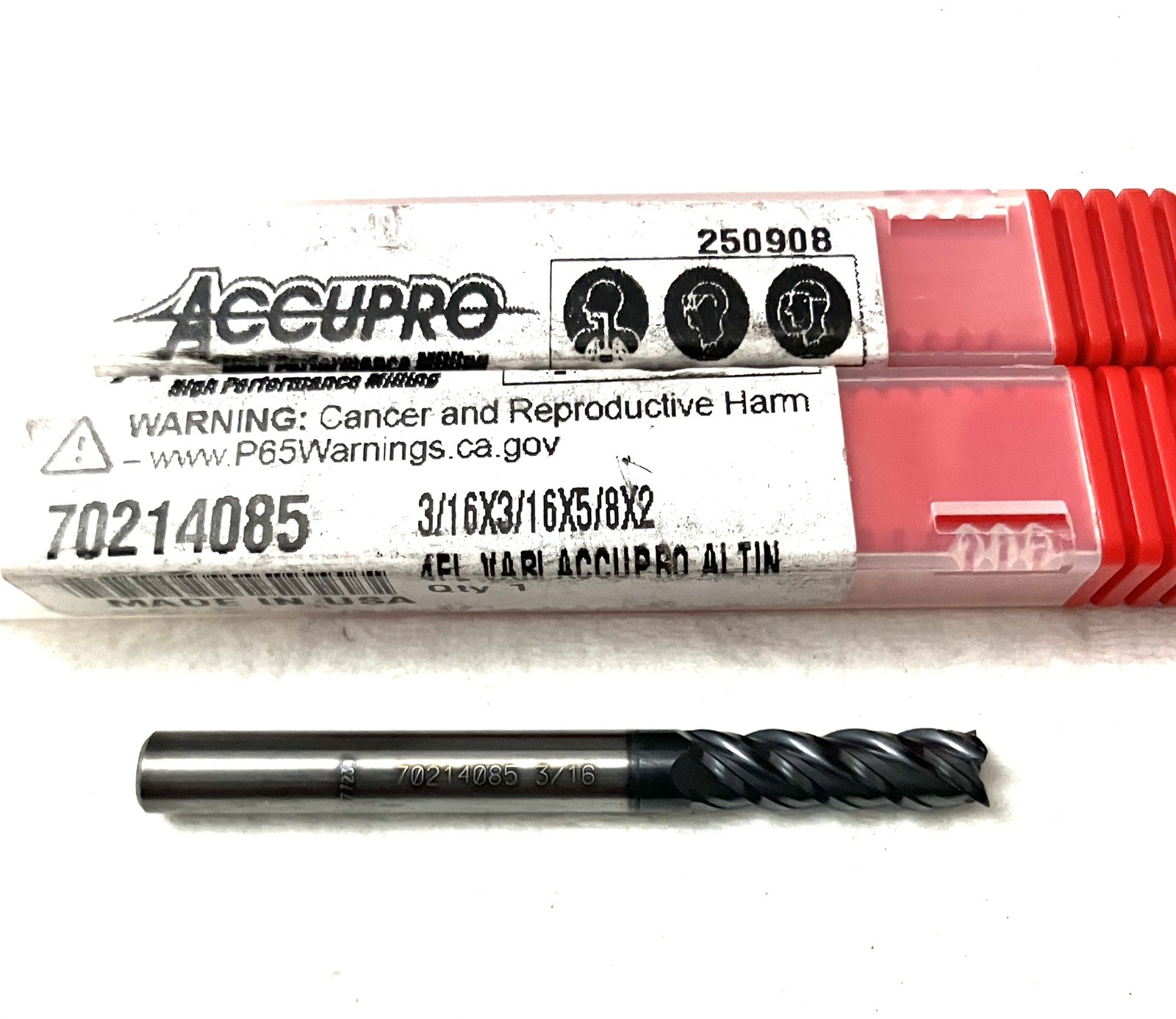 Accupro 3/16″ 4FL Square End Mill Solid Carbide AlTiN 70214085 NEW