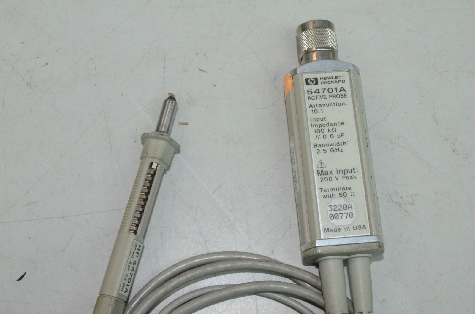 HP Agilent 54701A 2.5 Ghz Active Probe 10:1 Attenuation 50 Ohm