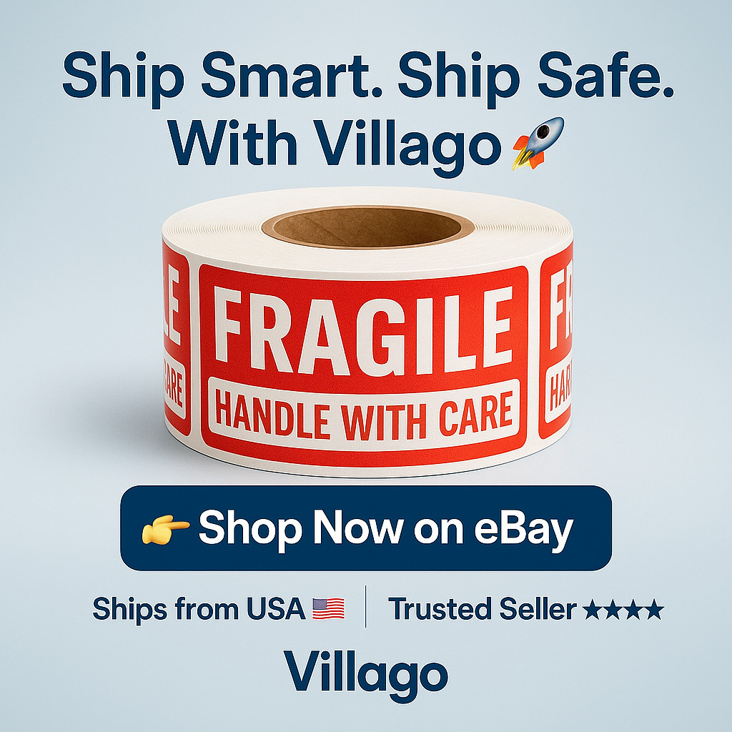 FRAGILE Stickers 1×3 Inch | Handle With Care Labels 1000 Pack | Strong Adhesive