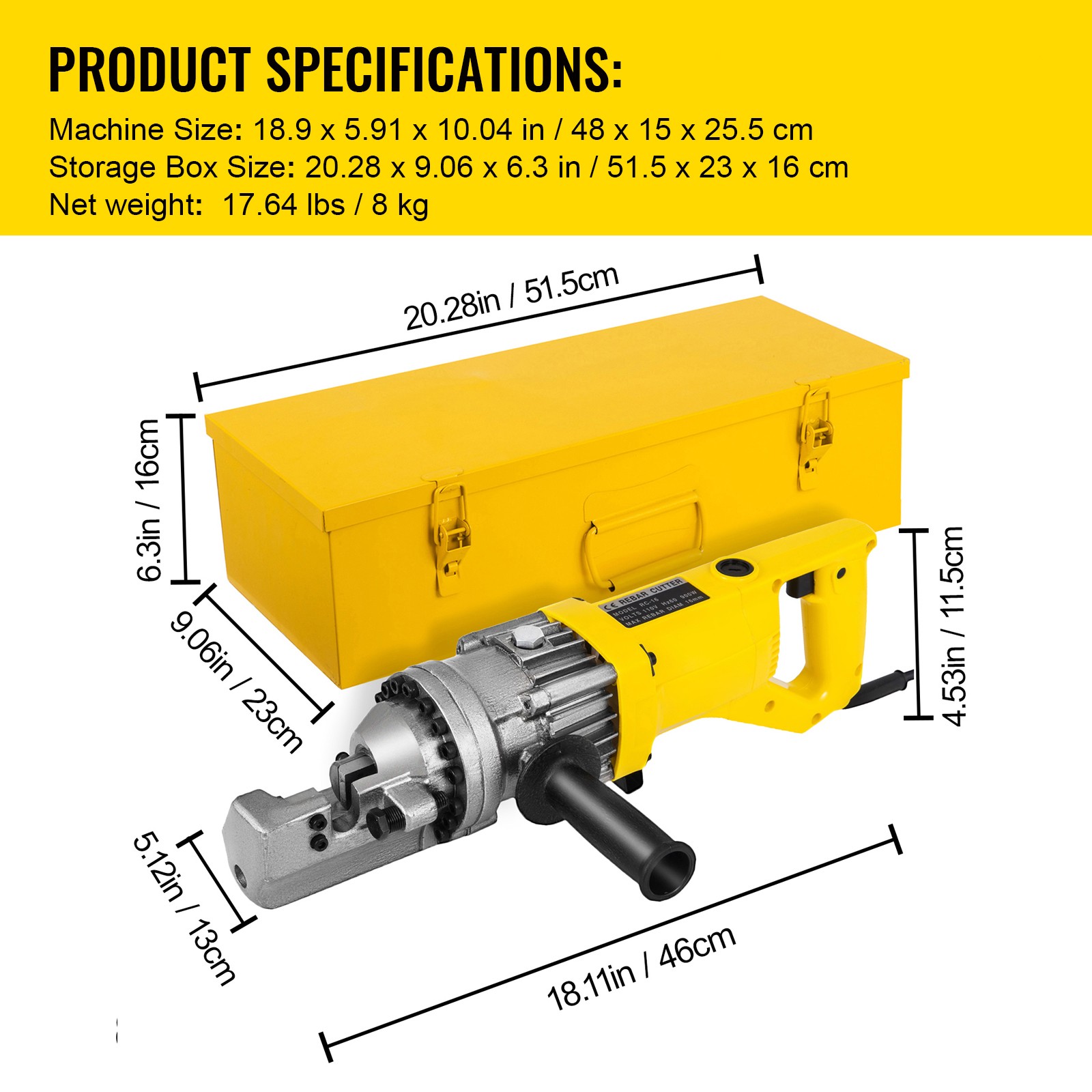 Rebar Cutter RC-16 5/8″ Capacity Portable Electric Hydraulic 16mm Rebar Cutting