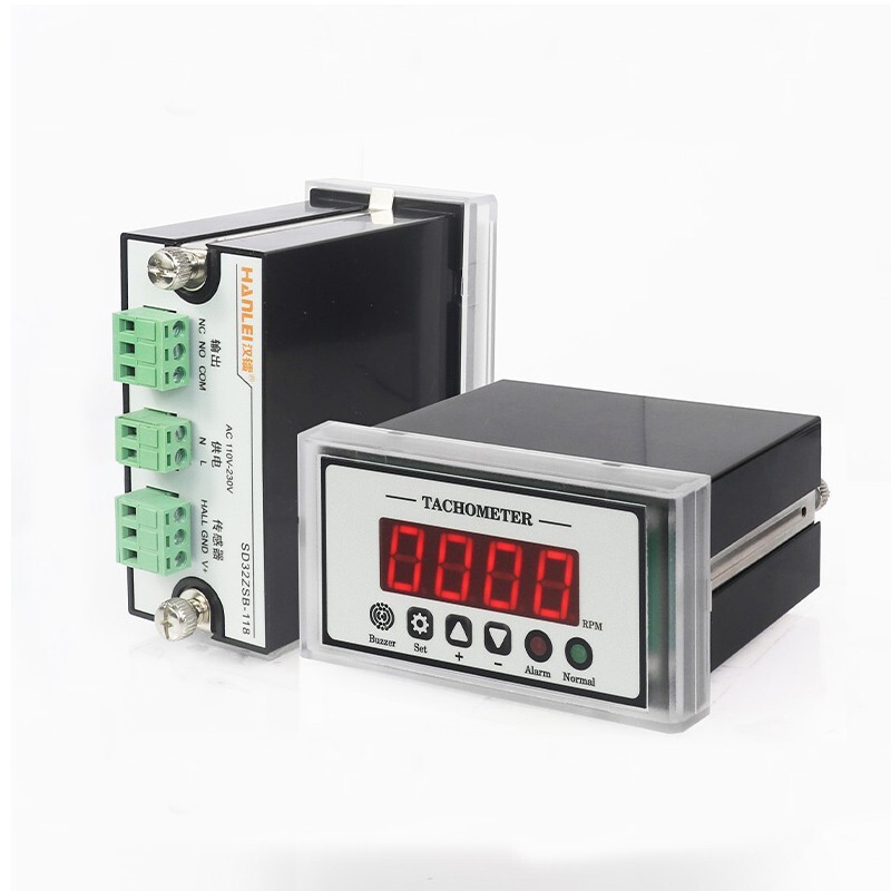 AC 110V Digital LED Tachometer RPM Monitor Over/Under Speed Alarm Hall Sensor