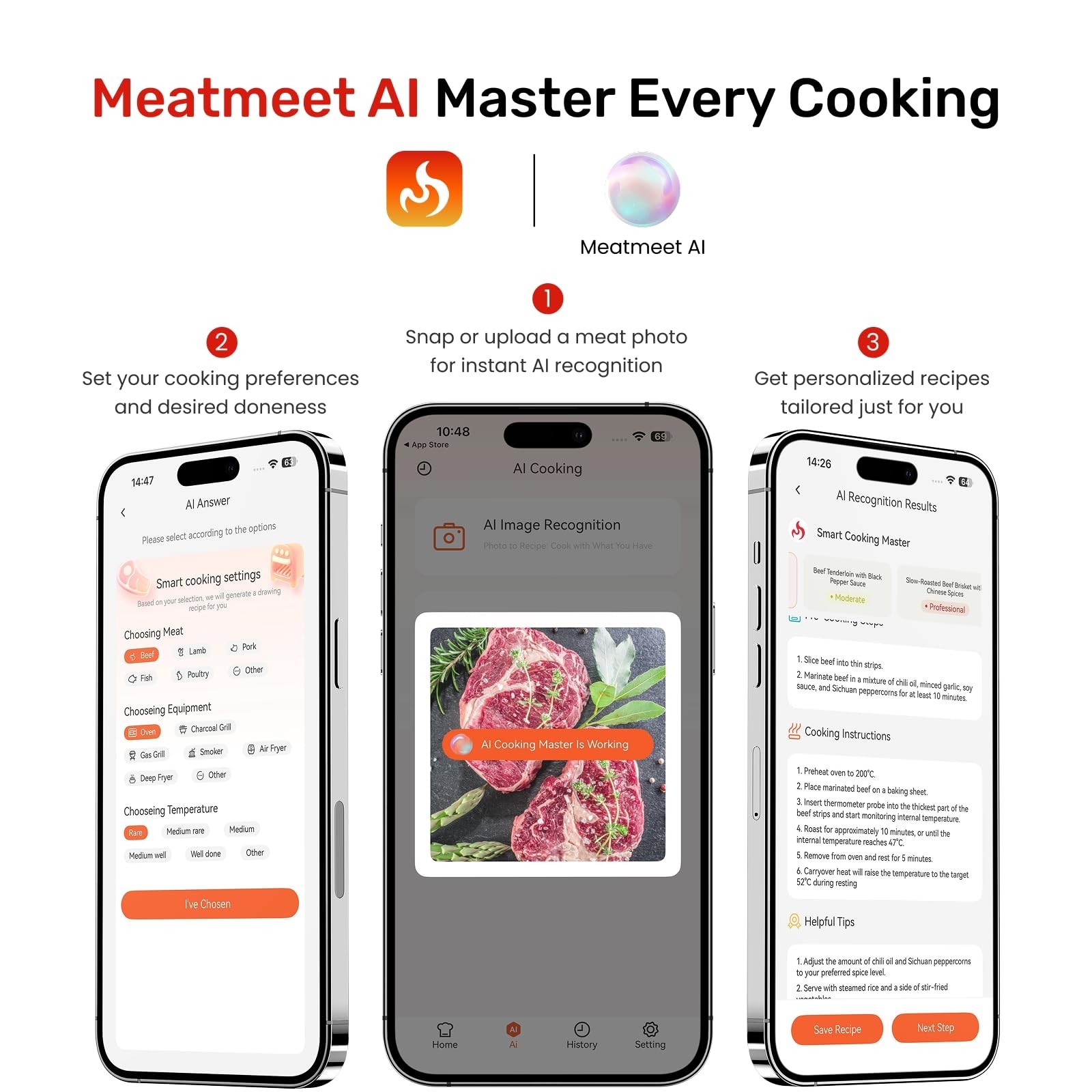 Wireless Bluetooth Meat Thermometer Digital, Smart AI Powered Cooking Thermom…