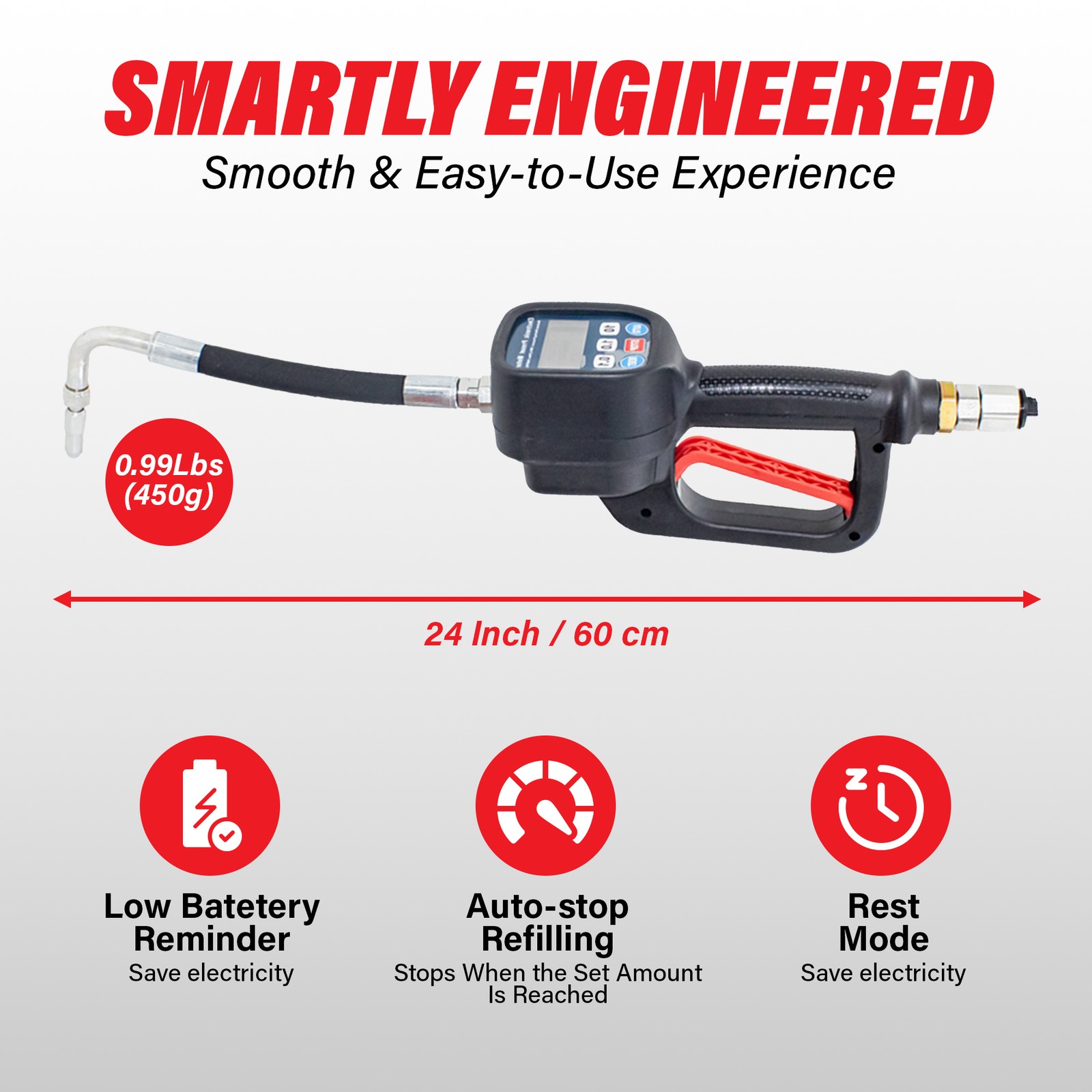 Digital Oil Meter Gun with LCD Display for Lubricants and Diesel, Preset Gun