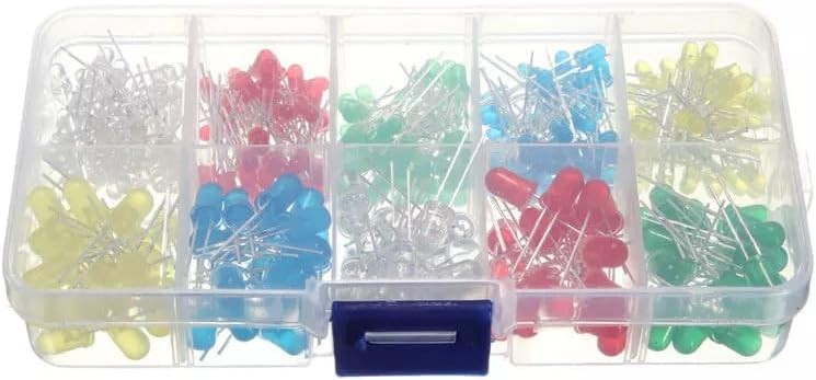 5mm 3mm LED Light Kit 300Pcs Assortment Yellow White Blue Red Green with Case