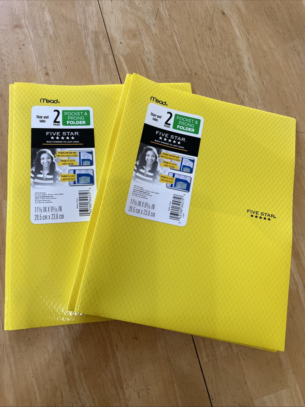 Mead Plastic Five Star Stay-Put 2-Pocket & 3-Prong Folder, Yellow (34609) (2)