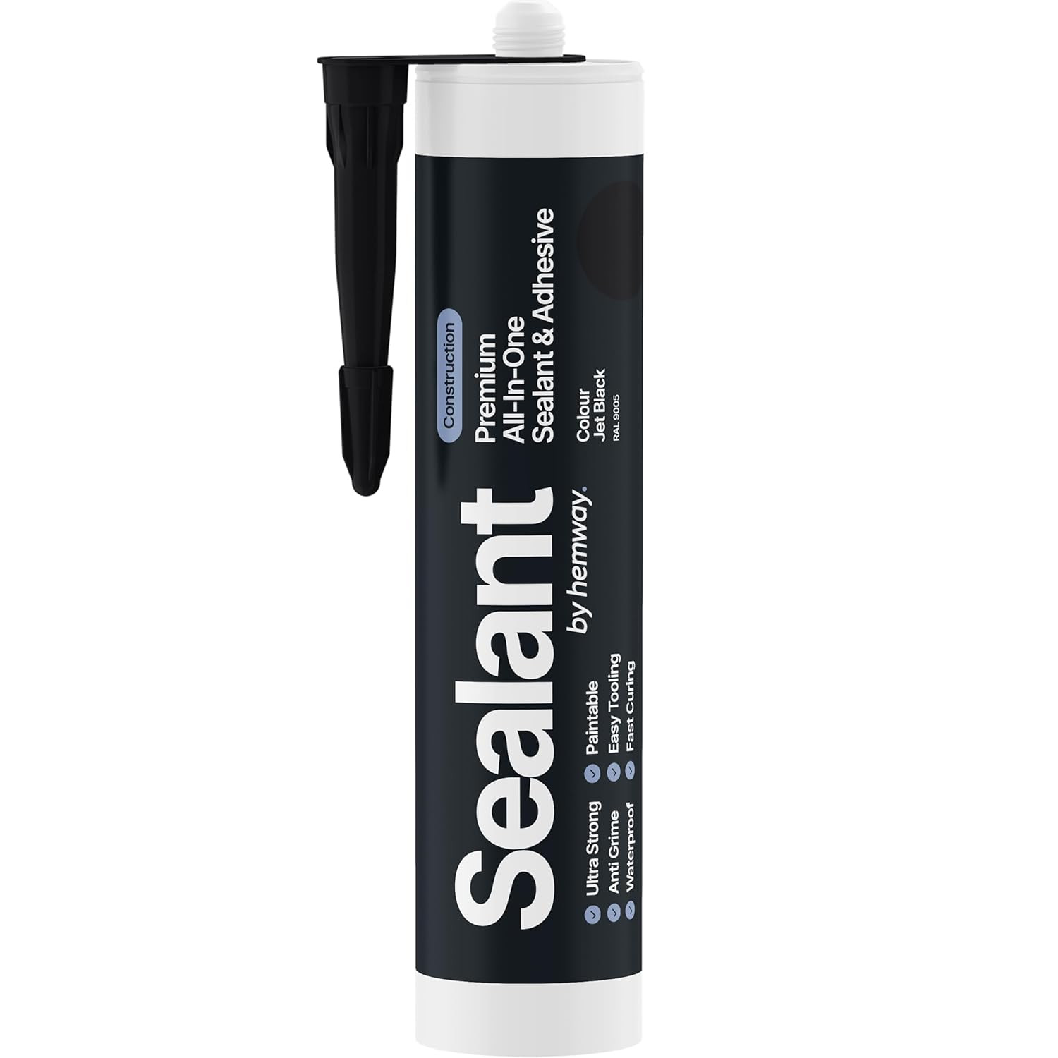 Jet Black Construction Hybrid Polymer Sealant Adhesive 13.1Oz All-In-One Weather