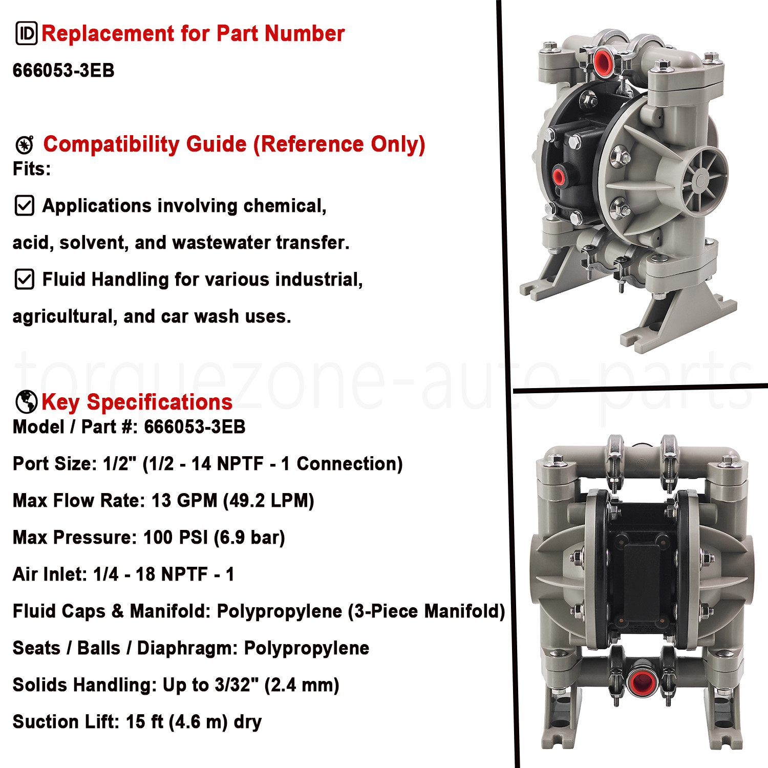 666053-3EB New Air Operated Double Diaphragm Pump Fits For Ingersoll Rand ARO