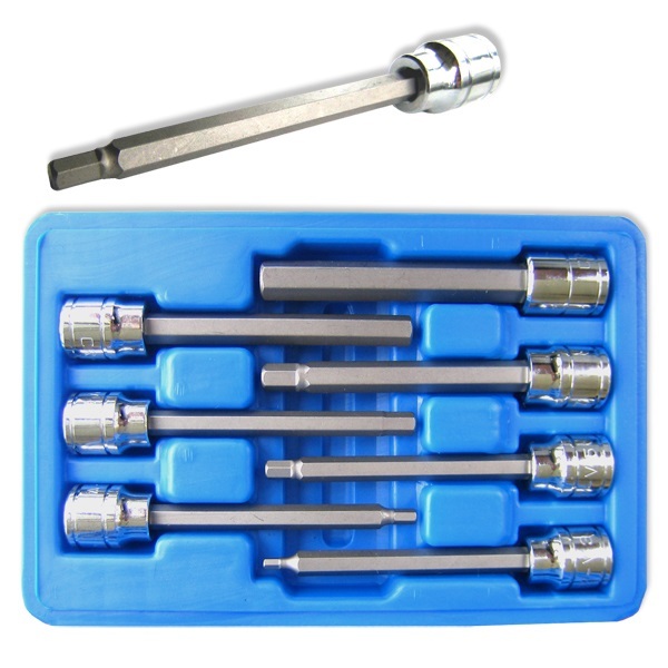 Extra Long Hex Bit Set | SAE Standard 3/8″ Drive Allen Socket 7-pc Kit