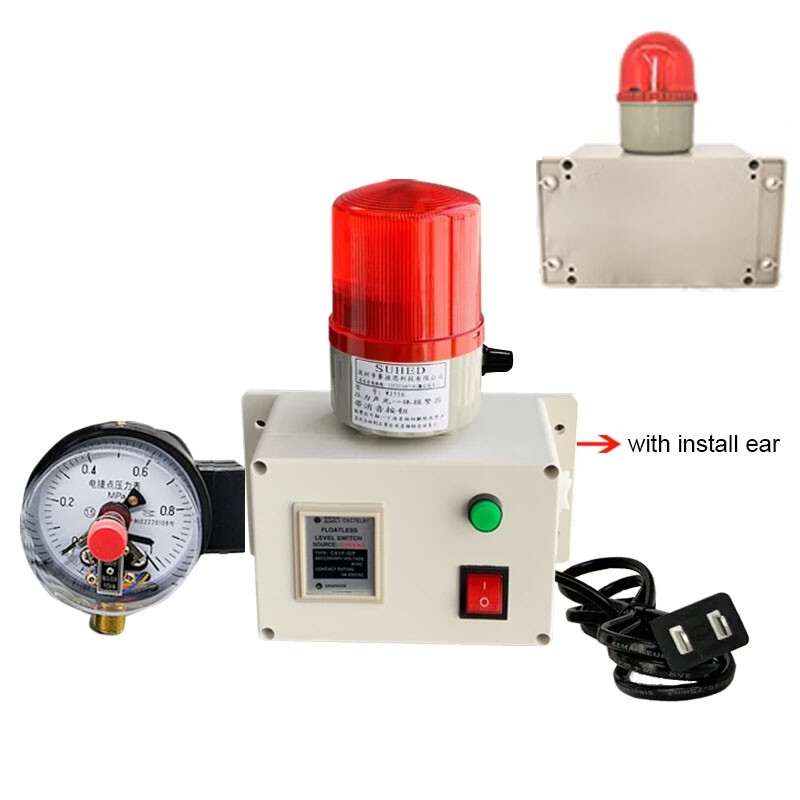 105dB High/Low Air Pressure Alarm Water Oil Pressure Sound Light Alarm 24V/220V