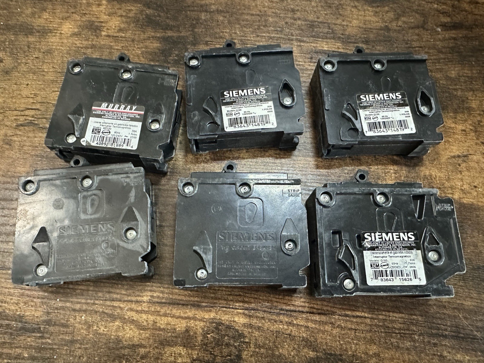 Lot of 6 Siemens Murray Circuit Breakers 15A 20A 60A Mixed Amperage