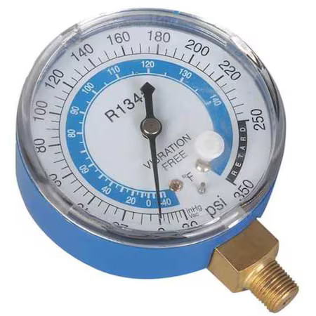 Dayton 4Pdk4 Gauge, 2-3/4 In Dia, Low Side, Blue, 350 Psi