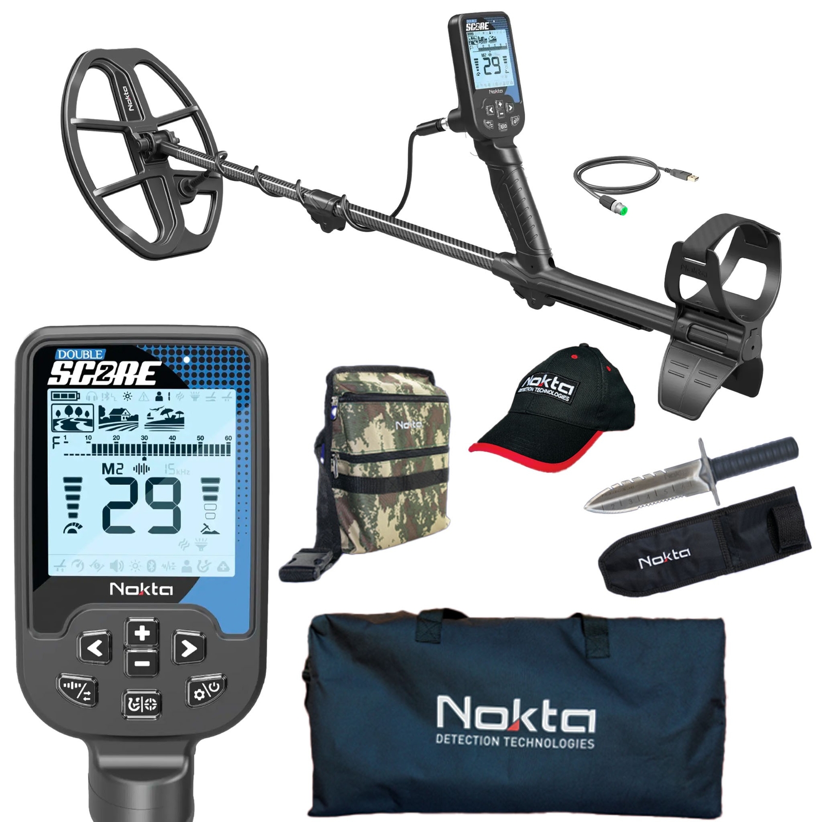 Nokta Double Score (Score 2) SMF Waterproof Metal Detector, Pouch, Digger, MORE