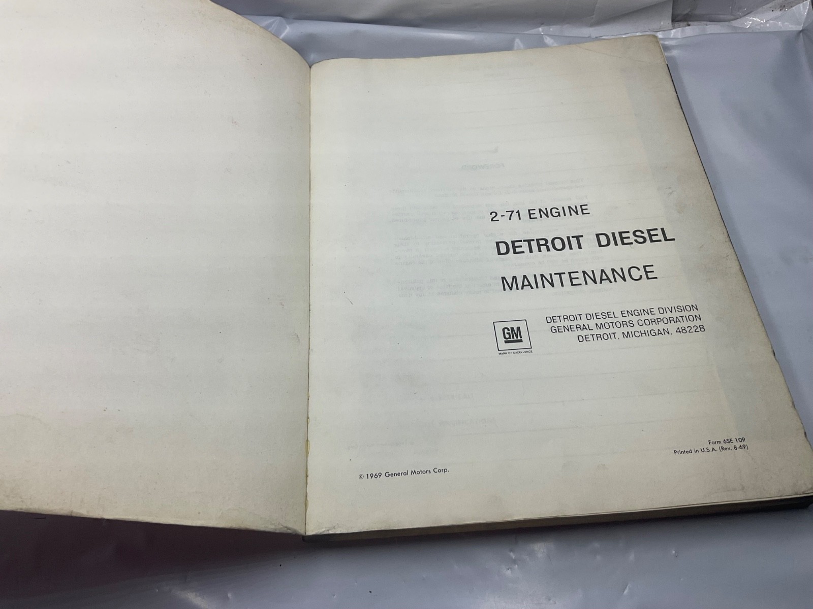 Detroit Diesel 2-71 Engine Maintenance Overhaul Manual 1969 6SE-109