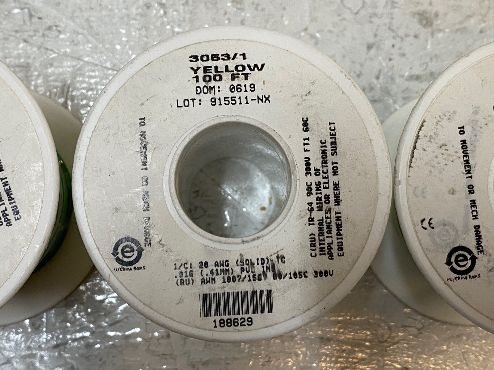 3 Pack of Alpha Wire 3053/1 | 1 Yellow 2 Green 20 AWG 300V (3 Quantity)