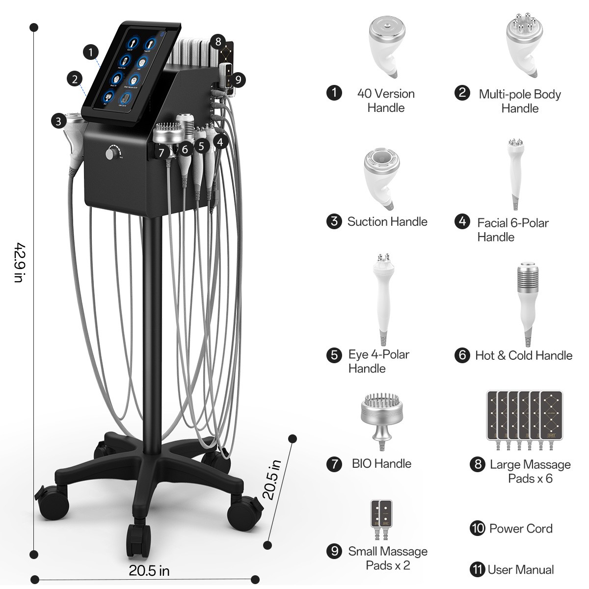 Pro 9 in 1 Beauty Machine Body Massage Facial Skin Care Salon Grade Equipment