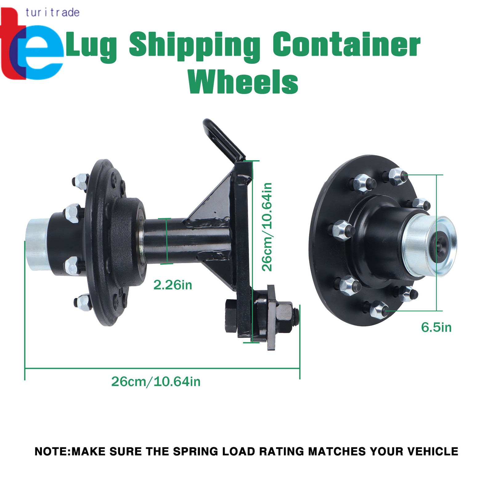 Bolt-On Spindle Kit Shipping Container Wheels with Handle 8×6.5 Lug
