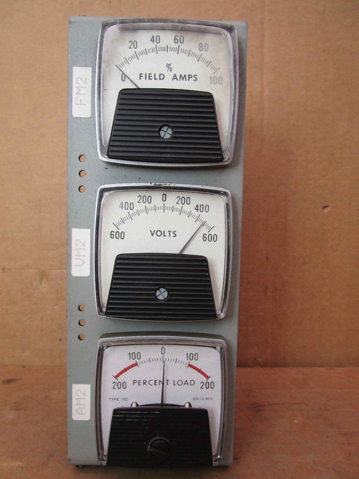GE Erie 0-100 %Field Amps FS=4.81VDC 1 KOhm/V 200-0-200 %Load Gauge Assy 51592LR