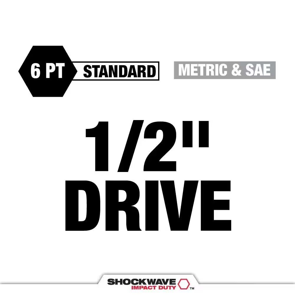 SHOCKWAVE Impact-Duty 1/2 in. Drive Metric and SAE Standard Impact PACKOUT Socke