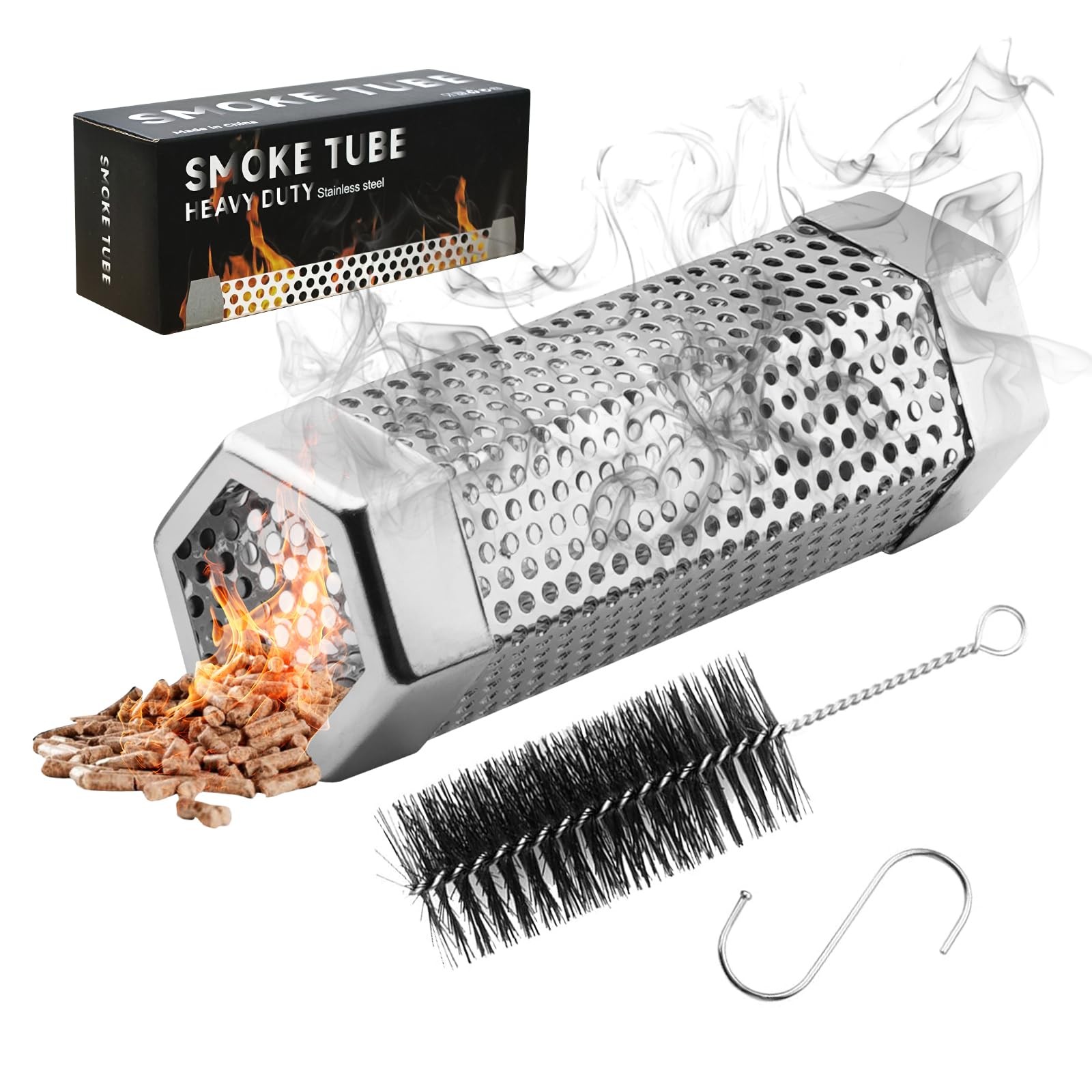 SHIKORI Smoker Tube,Stainless Steel Pellet Tube 6.1*2.16*1.96 in, 6 in
