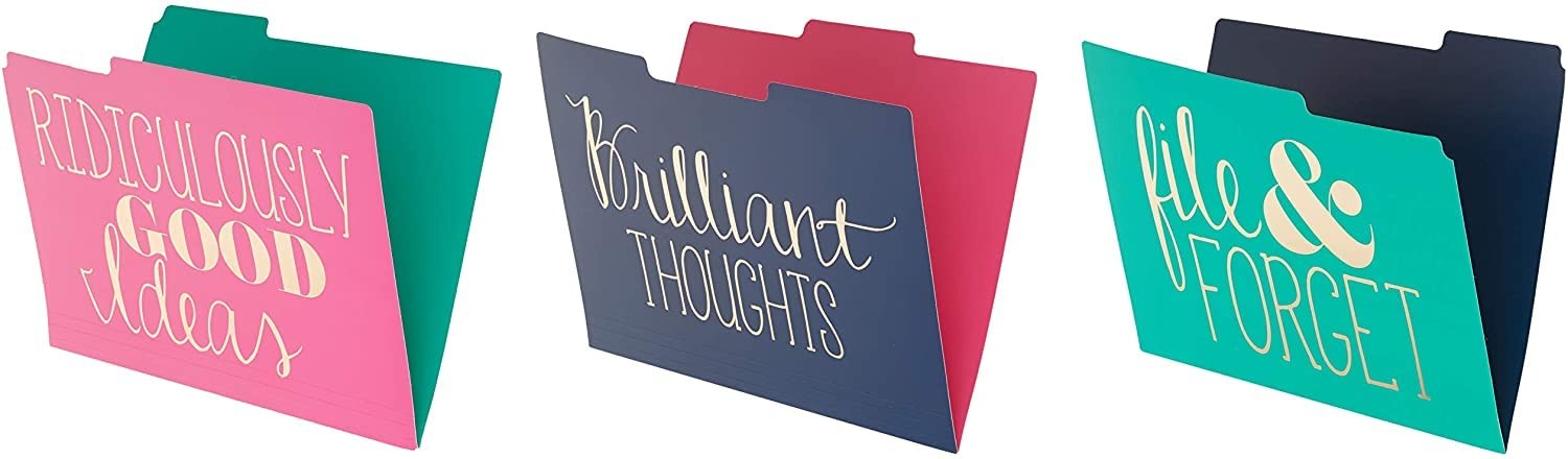 Decorative File Folders Set of 9 Gold Brilliant Thoughts Good Ideas