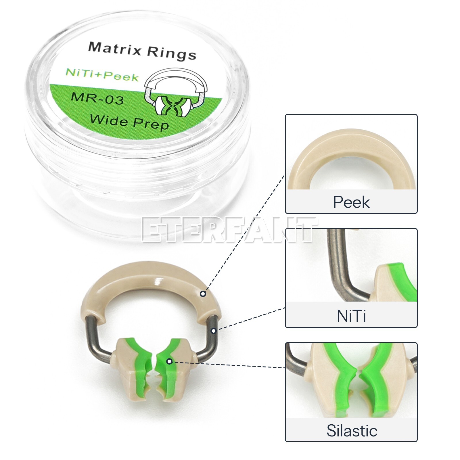 3D Separator Dental Matrix Bands Rings Clamp Clip Titanium Matrices Fit Garrison