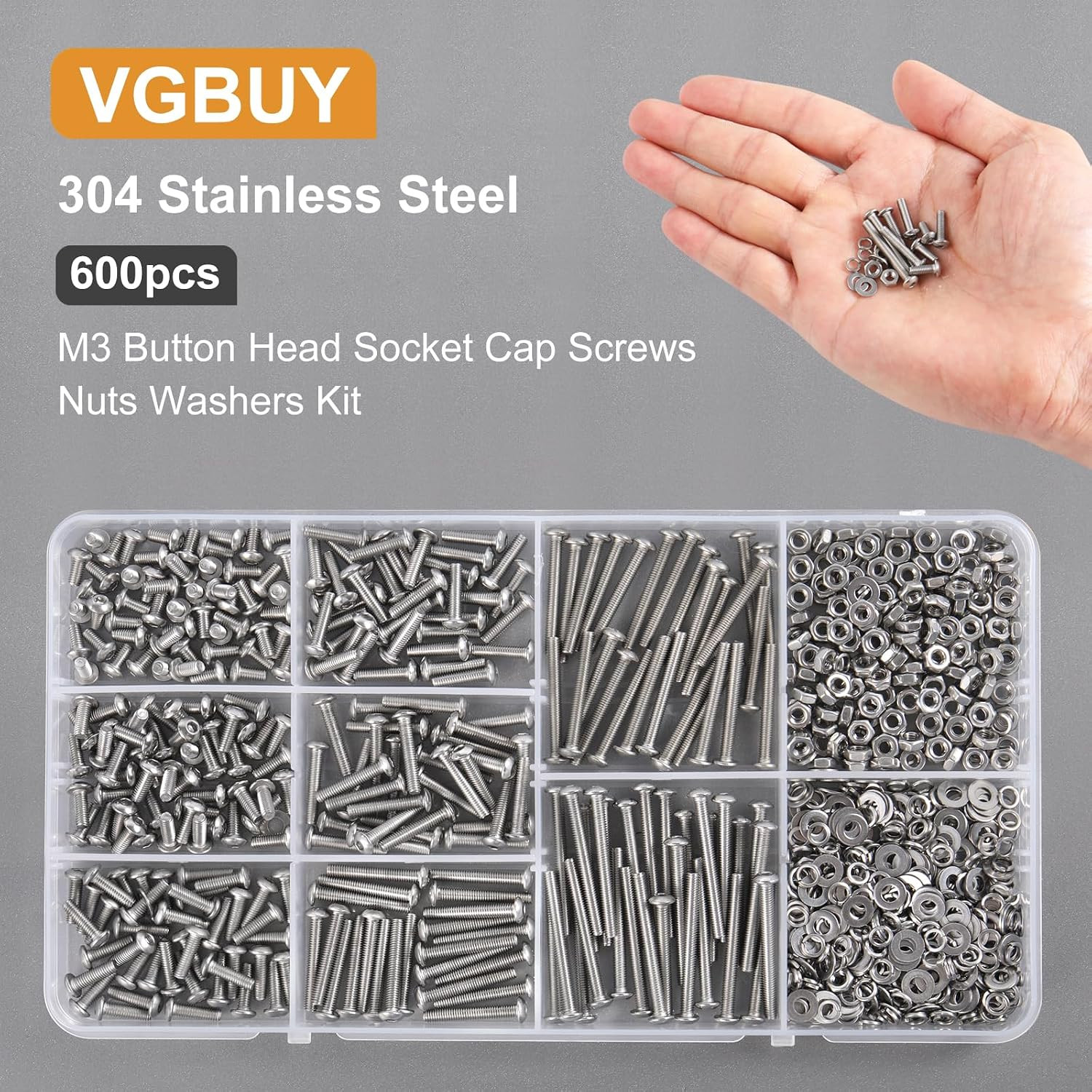 VGBUY 600Pcs M3 Screw Assortment Kit, M3 Screws (8 Sizes 6-30Mm) for 3D Printer