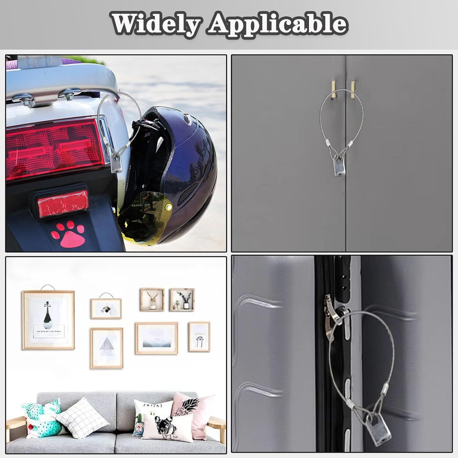 Stainless Steel Cable with Loops, Vinyl Coated Wire Rope Lanyard Lock Security C