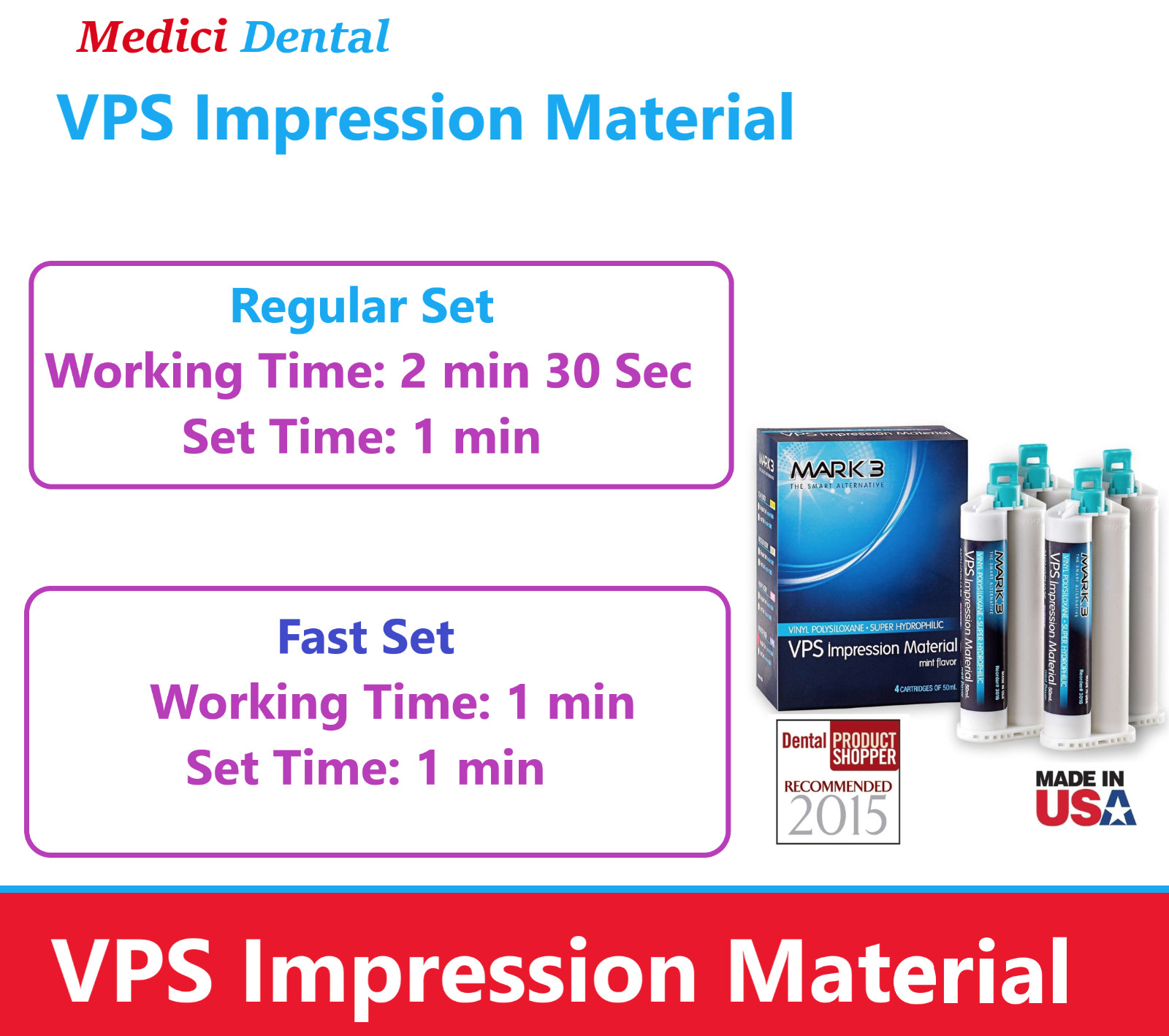 MARK3 Dental VPS Impression Material Light Body Fast or Regular Set Alginate USA