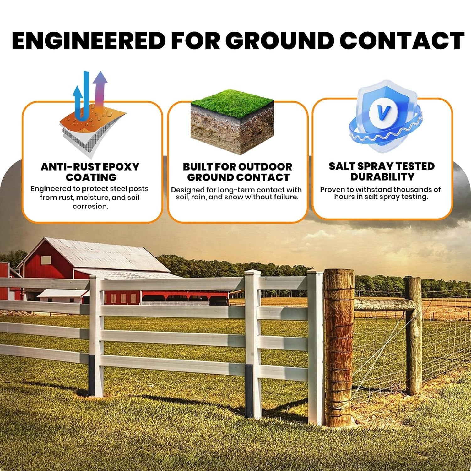 All-In-One Fence Post Repair Solution – Heavy-Duty Stakes and Brackets Included