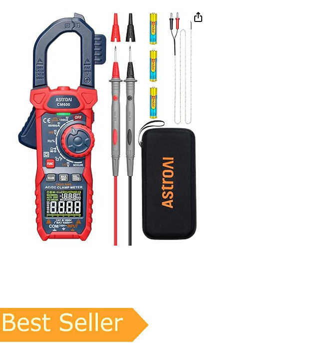 AstroAI Inrush Digital Clamp Meter Multimeter 1000A TRMS 6000 Counts