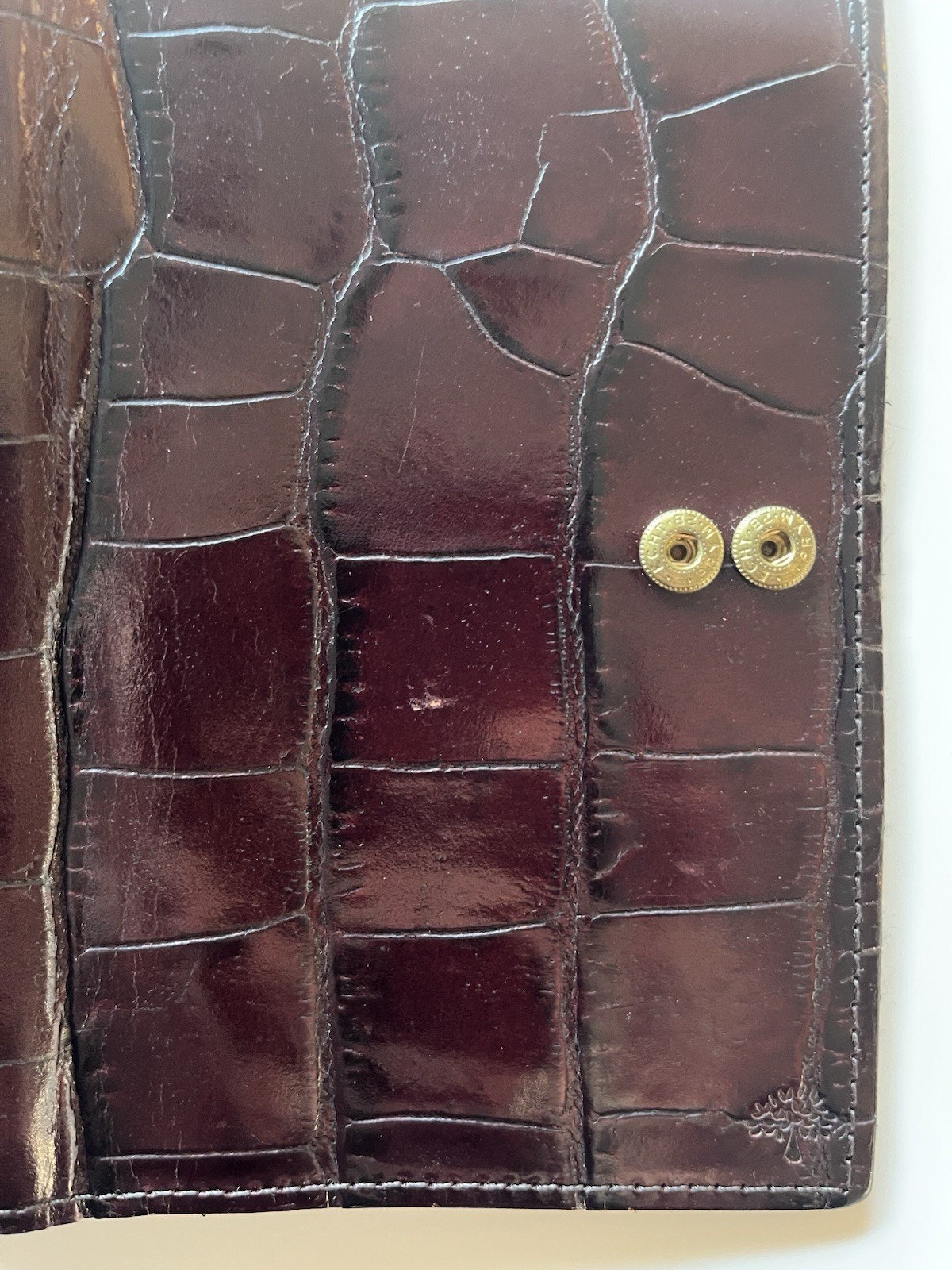 Vintage Mulberry Agenda Planner Mahogany Brown Croc/ Filofax Pocket Size/Krause