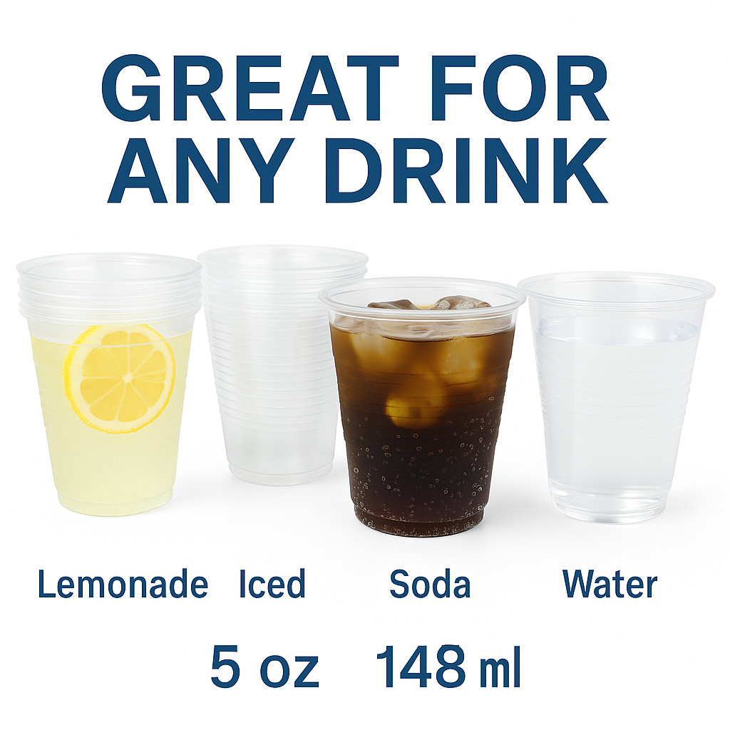 Metro Source 5 oz Clear Plastic Cups 2400 Ct | Disposable Drinkware for Parties
