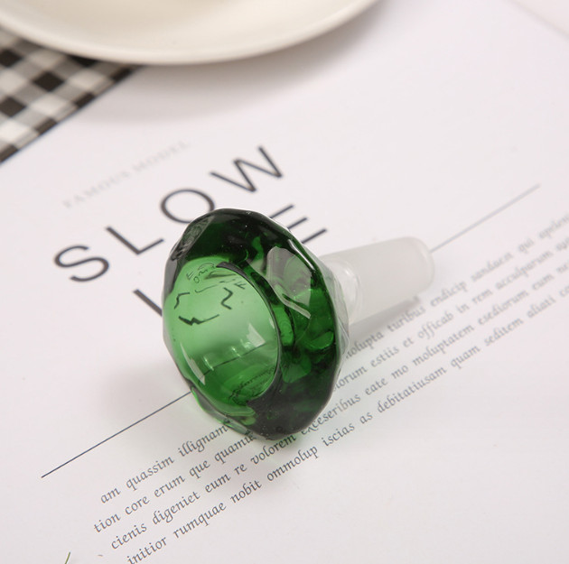 3 Color Diamond Glass Slide Bowl Water Pipe Hookah 14mm Male x 3PCS