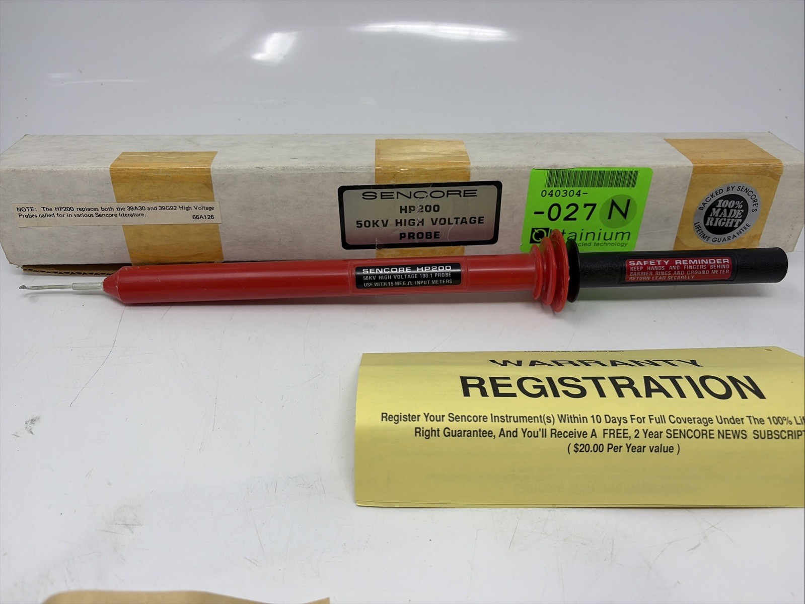 NOS NEW SENCORE HP200 50K V HIGH VOLTAGE PROBE In Box New Old Stock