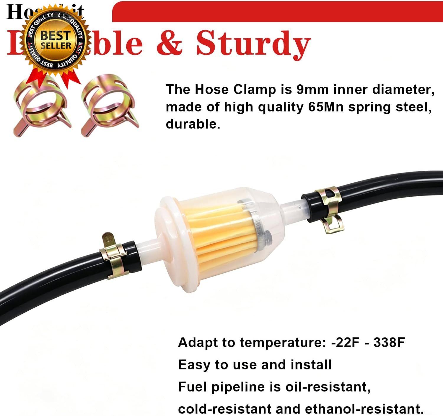 1/4 Fuel Line 10 FT with 20 Clamps Rubber Gas Diesel Hose for Lawn….