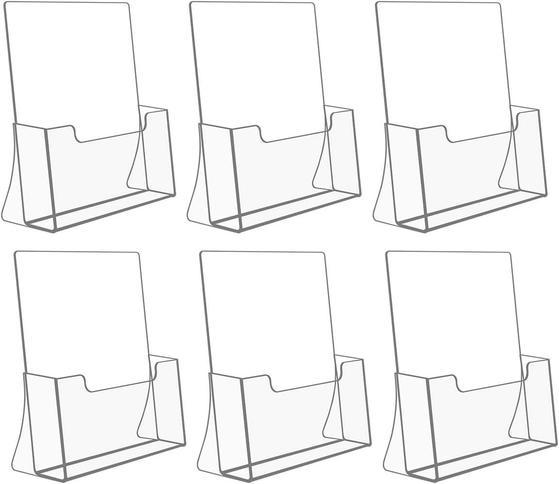 Clear Acrylic Brochure Holder Stand, 8.5×11 – 6 Pack