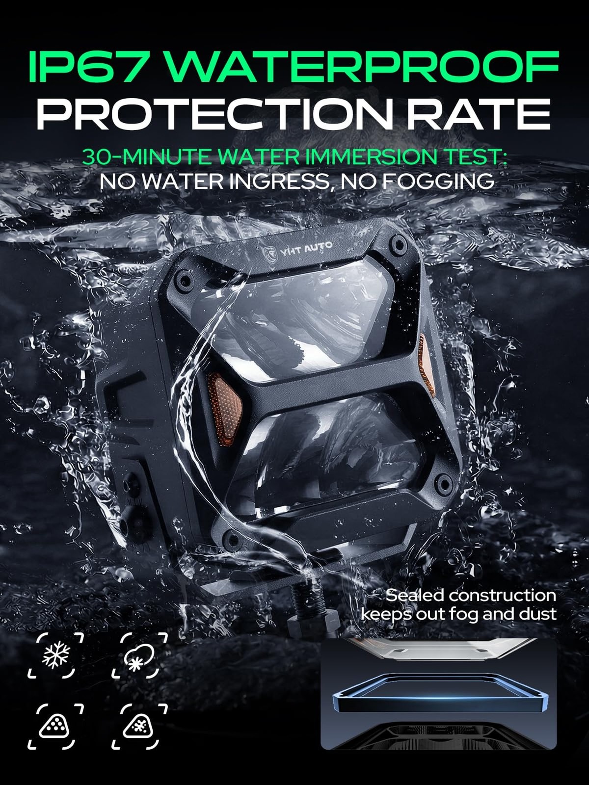 YHTAUTO 4 Inch LED Light Bars w/Wiring Harness & Light Cover 60W 7200LM 5700K…